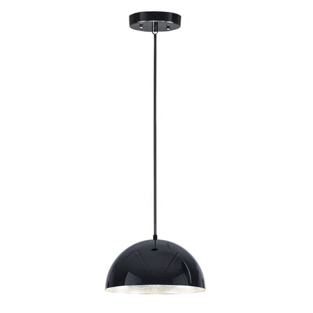 Et2 Hemisphere 1-Light 14" Wide Gloss Black / Aluminum Pendant Light E24902-GBAL